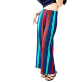 Folding 2025 Women's Folded Striped Broad Leg Trousers Unique Textured Hanging Style Straight