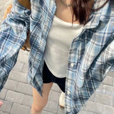 Plaid Shirt 2025 Spring And Autumn Loose Retro Top Design Feel Heavy Coat