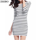 LYQ61 New Spring Summer Women Round Neck Fashion Black and White Striped Long Sleeve Straight Plus Size Casual