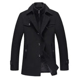 Men Winter Wool Coat Men's Fashion Brand Comfortable Warm Thick Wool Blends Woolen Pea Coat Male Trench Coat