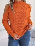 Shooting 2025 Autumn And Winter Leisure Flowers Shoulder Half High-Neck Long Sleeve Sweater Women's