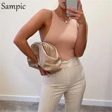 Summer Casual O Neck Sexy Club Skinny Bodysuit Tops Khaki Black White Short Bodycon Romper Playsuit Bodysuit