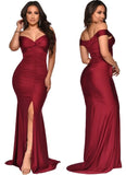Sweetheart Slit Pleated Long Evening