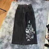 Baggy Jeans For Men Retro Embroidery Hip-Hop Goth Street Clothing-Outfit