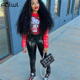 Streetwear Faux Pu Leather Pants Women Trousers Black Khaki Skinny High Waist Pants Legging Pleated Sexy Bodycon