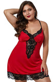 Sexy Plus Size Straps V Neck With Lace Mini Dress