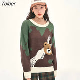 Women Sweater 2022 Winter Long Sleeve O Neck Loose Knitted Pullover 3D Cute Bear Warm Casual Chic