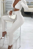 Summer Winter Sexy Black Womens Jumpsuit 2023 White Black Bandage Long Sleeve Bodycon Jumpsuits One Piece Outfits