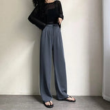 silk wide-legged pants female summer show thin thin section of tall waist drape leisure pants suit pants straight wide
