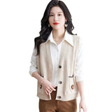 Horse Clip New 2024 Knitted Vest Jacket Women's Spring And Autumn Large Size Fashionable Sweater Vest Cardigan Trend-Outfit