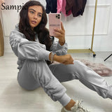 2020 Winter Joggers Khaki Pants Set Tracksuit Women Outfits Ruched Long Sleeve Hoodies Tops And Sport Pants Two Piece