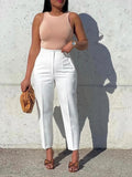 Women's Clothing Large-Size Fashion Temperament Casual Thin High-Waisted Trousers Solid African Professional