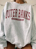 Letter Print Grey Oversized Crewneck Pullover