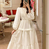 Elegant Dress Women 2021 Autumn Korean High Waist Sweet Midi Dress Female Long Sleeve Party Chic Vintage Casual