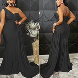 Design One Shoulder Irregular Pleated Fold Maxi Long Dress Women Party Night Club Dresses Vintage Vestidos Elegant