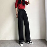 silk wide-legged pants female summer show thin thin section of tall waist drape leisure pants suit pants straight wide