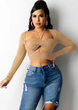 Party Cut Out Sexy Long Sleeve Crop