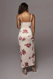Sexy Floral Straps Irregular Slit Long