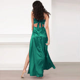 Fading Braid Open Fork Thin Temperament Commuter Solid Color Sling Dress