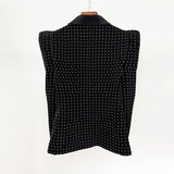 Early Spring New Personality Shrugging Point Suit Jacket Heavy Industry Pearl Nail Beads Half