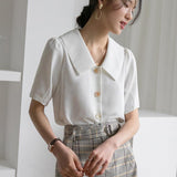 Women Elegant Pure Color Classic Summer Minimalist Female Comfortable Hot Sale Basic Tops Blusa Students Leisure
