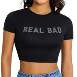 Women Goth Clothes y2k Crop Tops Summer 2024 T shirts Grunge 2000s Trashy Aesthetic Short Sleeve Tees Young Girls Streetwear-Outfit