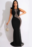 Sleeveless Patch Beaded Mermaid Long Evening