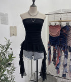Irregular Bra Vest Wearing A Gradient Mesh Yarn Leaf Side Ribbon Bottom Sleeveless Top Lady