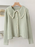 Turn-Down Collar knit Sweater Cardigan Women Long Sleeve Pearl Button Up Y2K Casual Casual Warm 2021 Autumn
