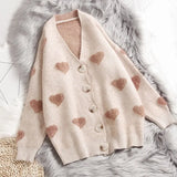 Cashmere Sweater Women Autumn Winter 2019 Knitted Cardigans Kawaii Heart Loose Clothes Oversized Soft Warm Pull