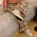 Pants Women Thick Fall Plus Size 4XL Chic Trendy Harajuku Plaid Teens High Waist Trouser Simple Korean Couples