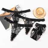 Sexy Lace Leopard T-Throat T-Santing Tpants Ice Silk Splicing Lace Breathable