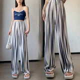 Stylish Tie Dye Gradient Trousers Women's Clothing High Waist Casual Loose Wide Leg Vintage Printed Commute Elastic
