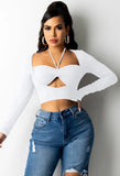 Party Cut Out Sexy Long Sleeve Crop