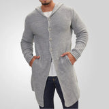 Men's Autumn And Winter New Hooded Knitted Shirt Medium Long Bag Open Shirt Sweater Jacket