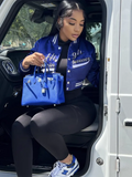 Fall Streetwear Jacket For Women 2022 Long Sleeve Crop Tops Blue Jackets Female Print Casual Coats And Varsity