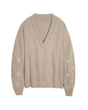 Same Taylor Orange Cardigan Embroidered Stars Loose Languid Temperament