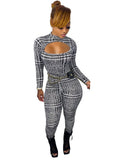 Houndstooth Print Cut Out Bodycon