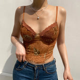 Border Trend Minority Features Printed Net Gauze Chest-Shaped Suspenders Hot Girls Wear Vest-Outfit