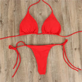 Hanging Neck Strap Adjustable Sexy Bikini Women Split Strap Multi-Color Three-Point