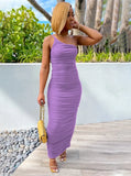 One Shoulder Pleated Long Party