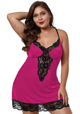 Sexy Plus Size Straps V Neck With Lace Mini Dress