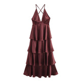 Women's Summer Romantic French Elegant Dinner Light Dress Suspension Deep V