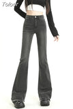 2023 Spring Woman New High Waist Stretch Cotton Denim Pants Vintage Streetwear Y2k Chic Tassels Flared Jeans Blue
