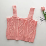 Candy Women Ribbed Camis Cute Crop Tops Knitted Solid Backless Tank Tops For Women Plain Slim Camisole
