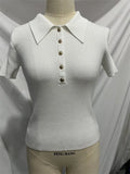 Collar Top Sleeve Summer 2025 New Tight Slime Thread Thread Top