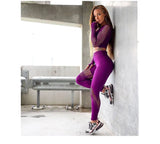 Out Seamless Sports Set Sport Outfits Women Black Two 2 Piece Crop Top Bra Leggings Workout Gym suit Fitness Sport