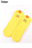 Cartoon Harajuku Rabbit Fox Bear Deer Cute Fluffy Coral Velvet Women Cotton Socks Autumn Winter Thick Warm Home Floor