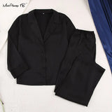 Loose 2 Pieces Womens Pantsuits Sleepwear Casual Suit Home Clothes Single Breasted Oversized Set Sexy Nightie