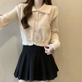 Small Fresh Blue Knitted Cardigan Girl Spring Small Loose Outer Sweater Gentle Wind